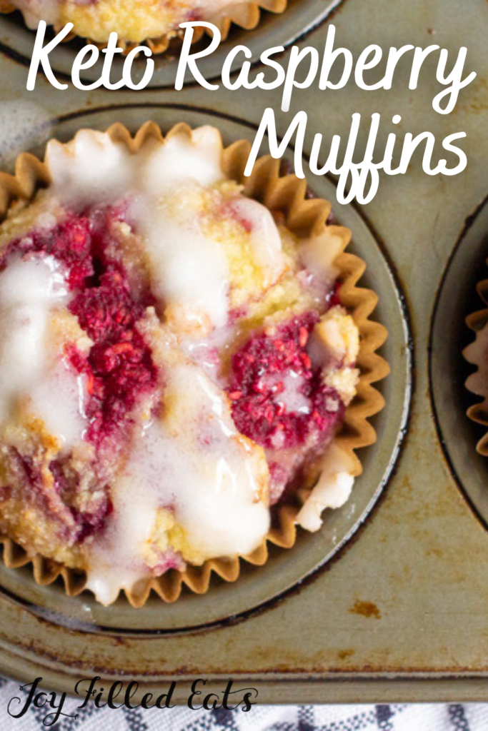 pinterest image for keto raspberry muffins