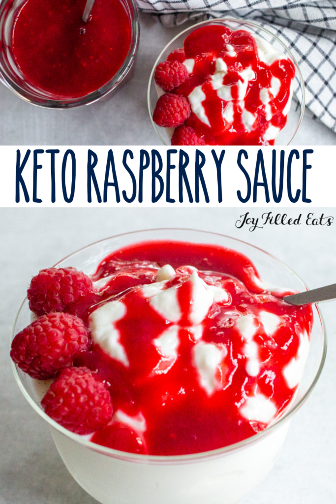 pinterest image for keto raspberry sauce