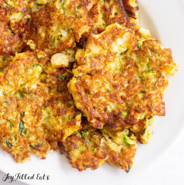 close up of fried keto zucchini fritters