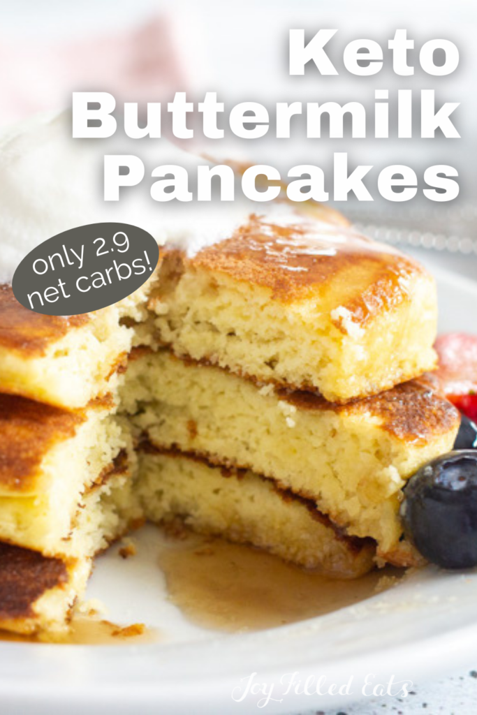 pinterest image for Keto Buttermilk Pancakes