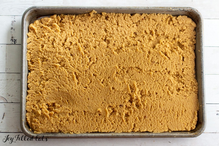 batter spread in baking sheet