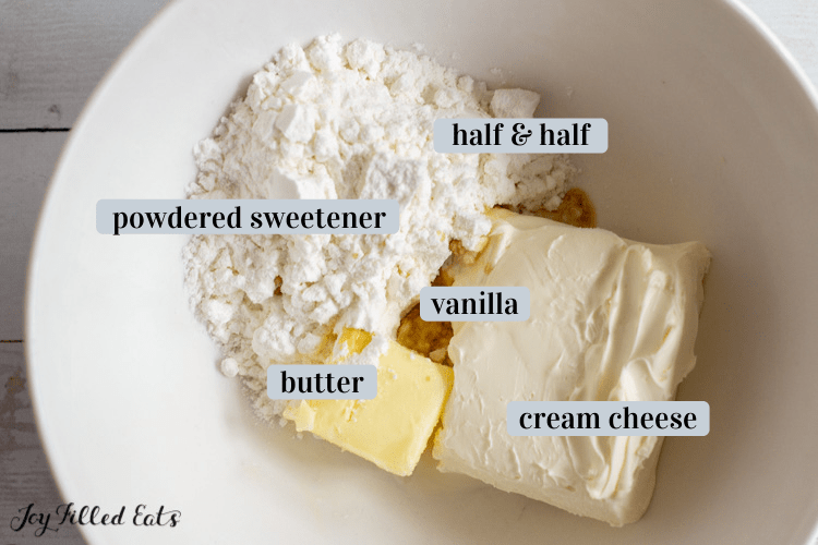 ingredients for the icing in a bowl