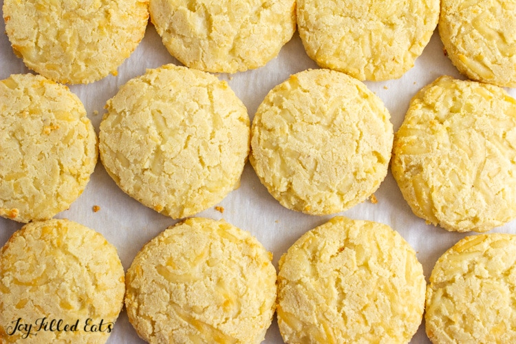 lined up keto biscuits in rows