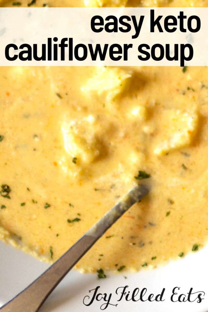 pinterest image for keto cauliflower soup