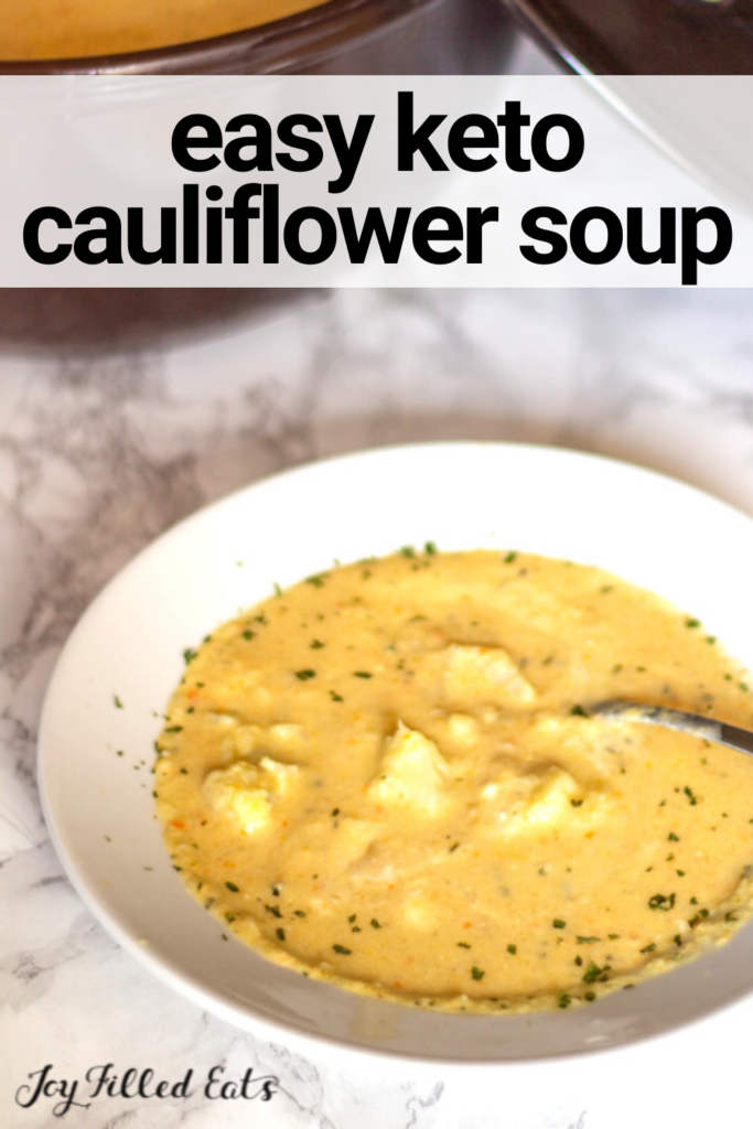 pinterest image for keto cauliflower soup
