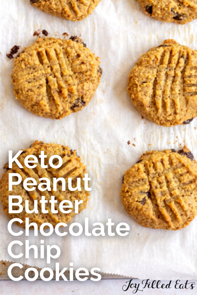 pinterest image for Keto Peanut Butter Chocolate Chip Cookies