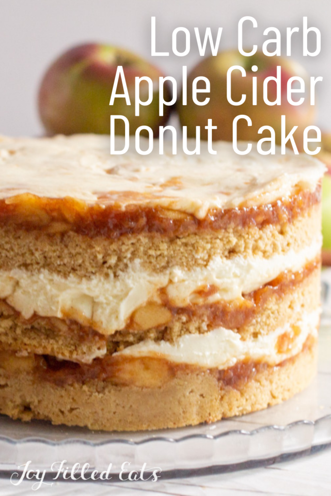 pinterest image for apple cider donut cake