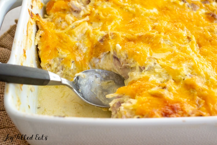 spoon in the low carb turkey casserole