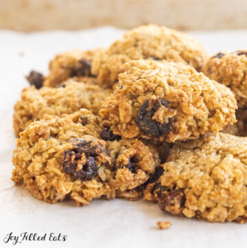 close up  of coconut flour oatmeal cookies