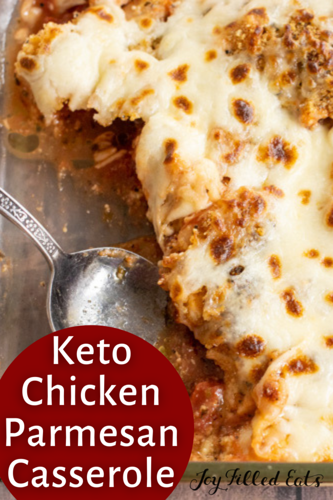 pinterest image for Keto Chicken Parmesan Casserole