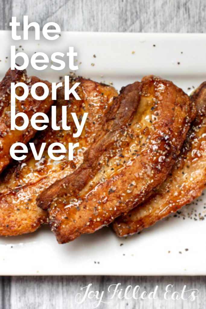 pinterest image for air fryer pork belly