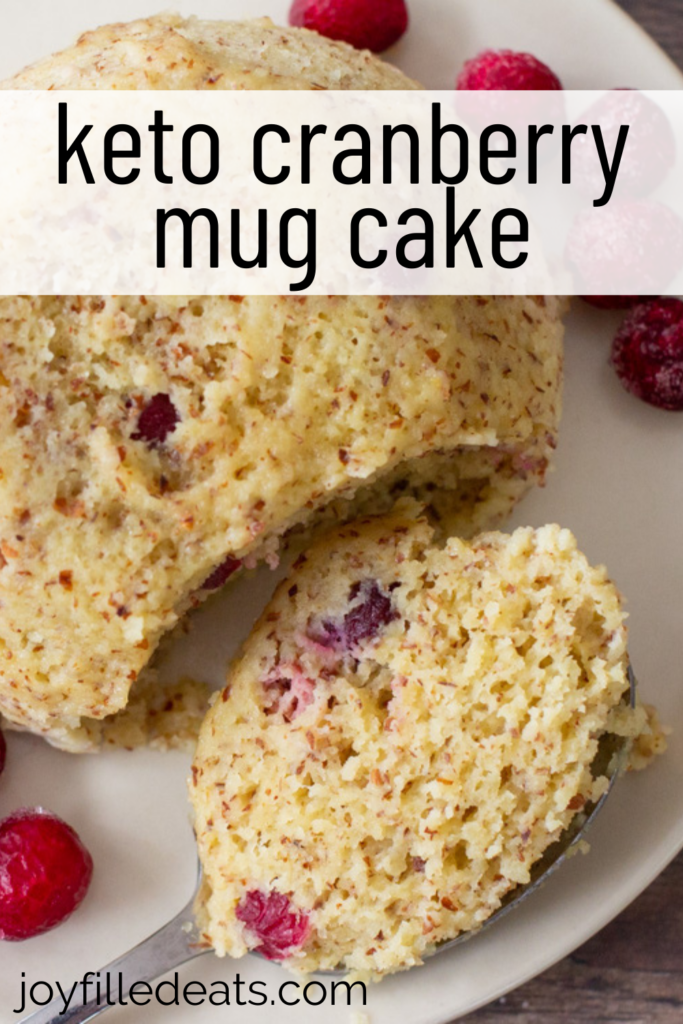 pinterest image for keto cranberry mug cake