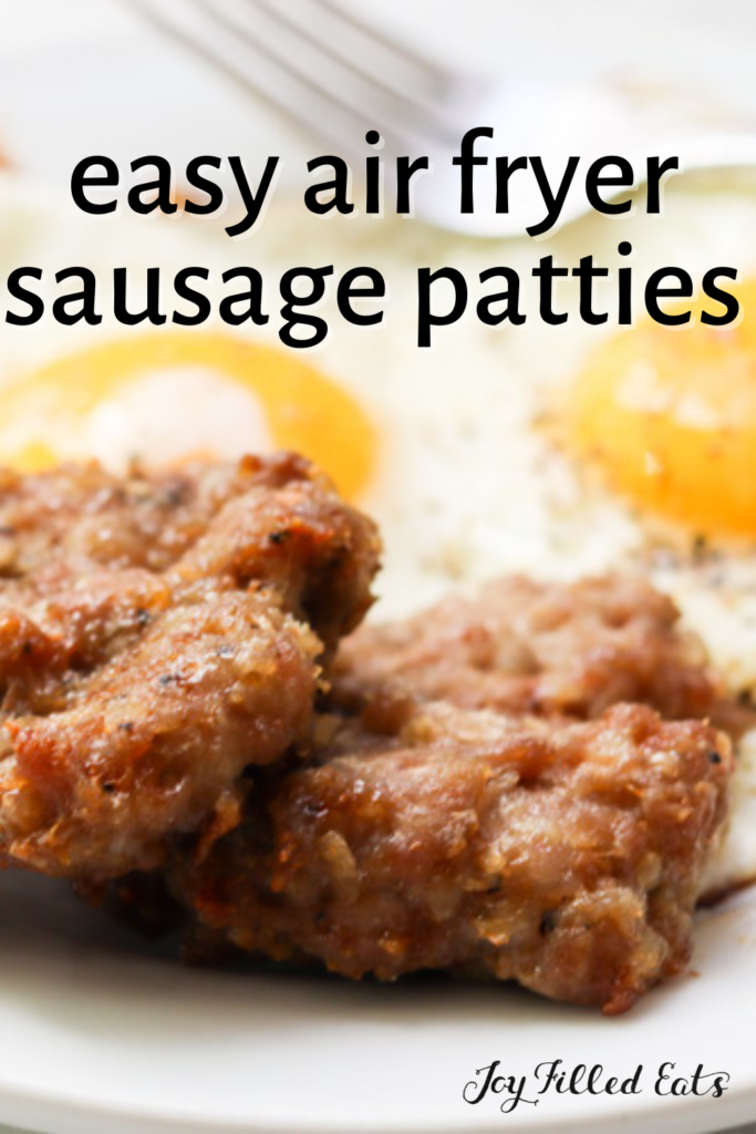 pinterest image for air fryer sausage patties