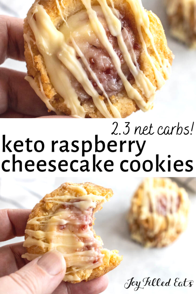 pinterest image for raspberry cheesecake cookies