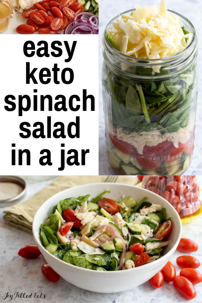 pinterest image for keto spinach salad