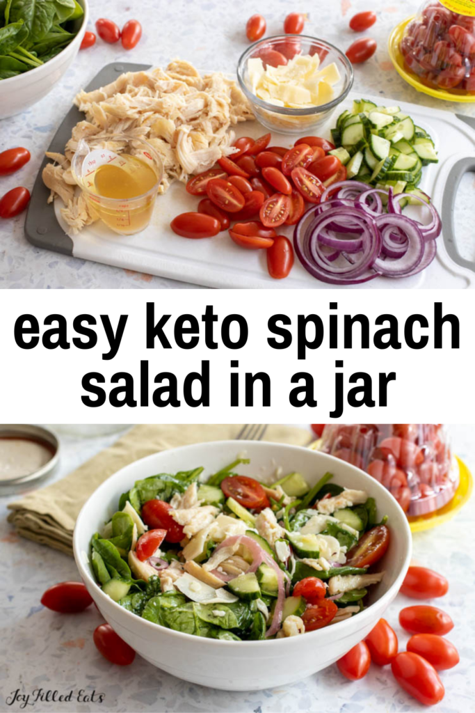 pinterest image for keto spinach salad