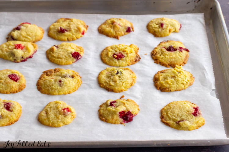 cookies on a parchment paper lined baking sheet