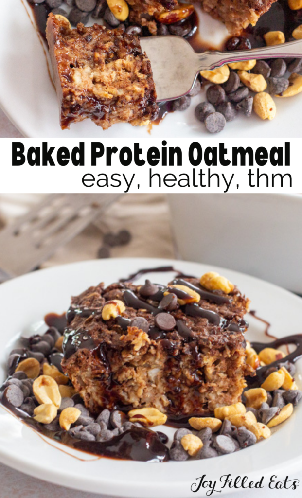 pinterest image for baked protein oatmeal
