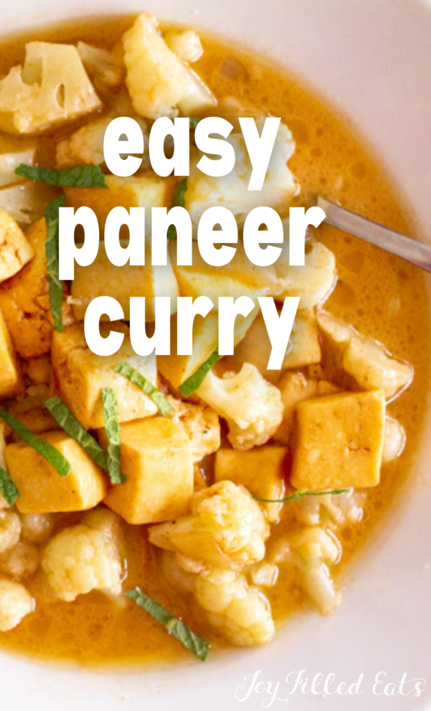 pinterest image for instant pot paneer curry