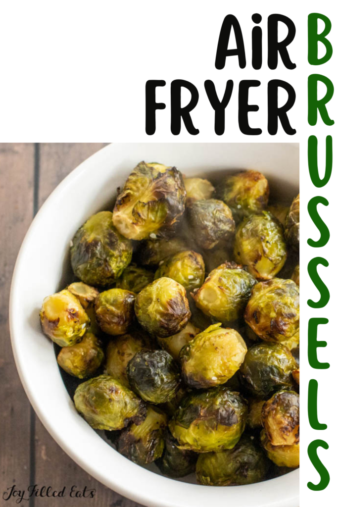 pinterest image for air fryer frozen brussel sprouts