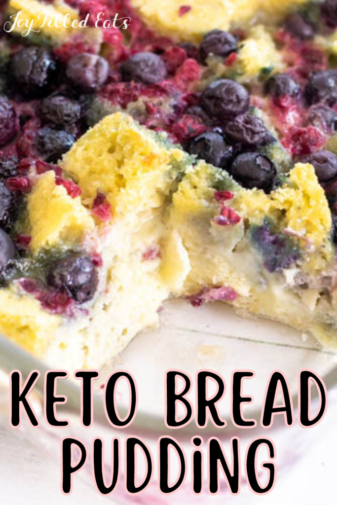 pinterest image for keto bread pudding