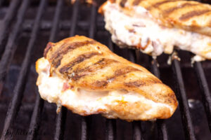 stuffed chicken breasts on grill