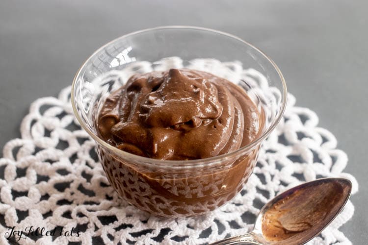 bowl with keto chocolate pudding