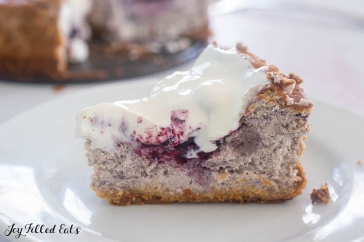 slice of keto berry cheesecake on plate