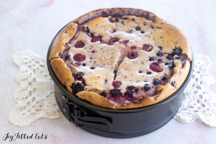 baked keto berry cheesecake in springform pan