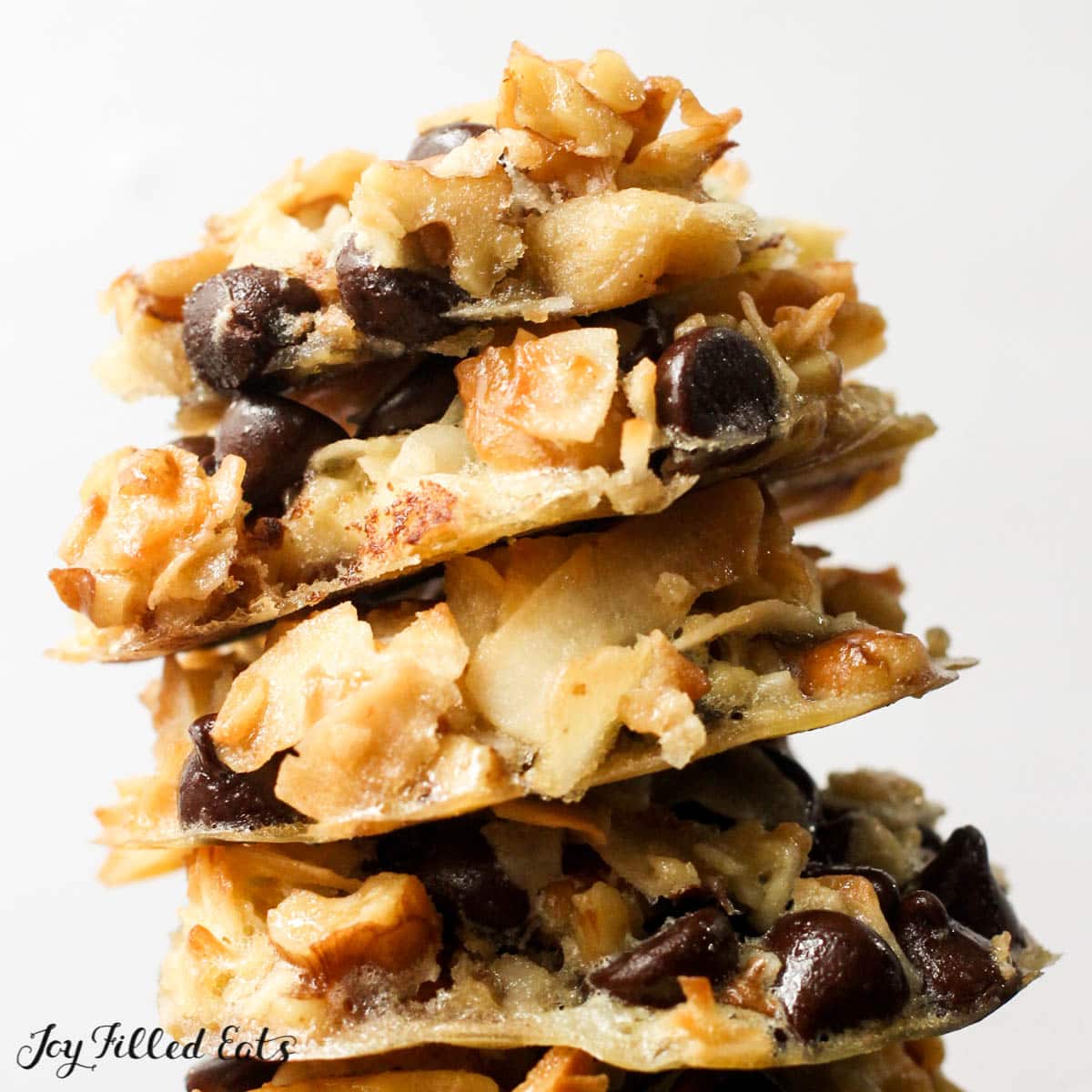 close up of a stack of keto magic cookies
