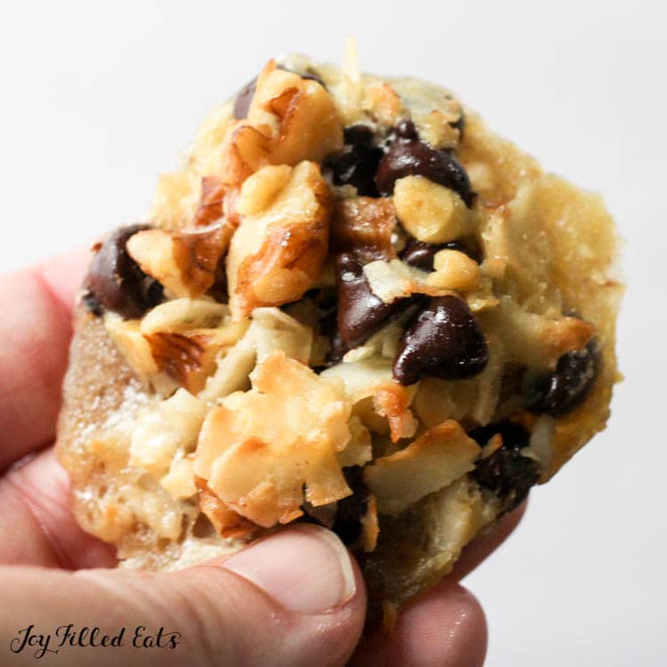 hand holding up one of the keto magic cookies