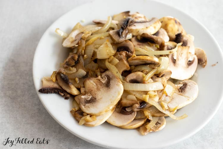 plate of sauteed onions and mushrooms