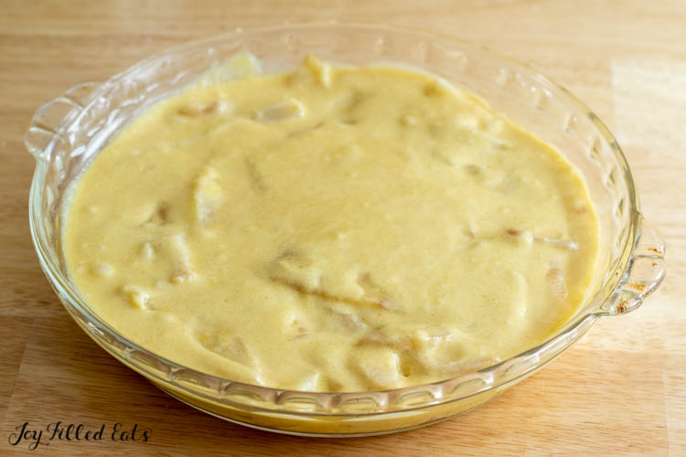 fruit and creamy sauce in dish