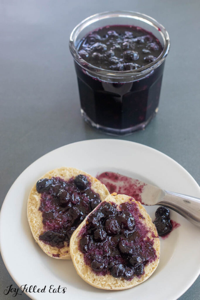jar of sugar free blueberry jam