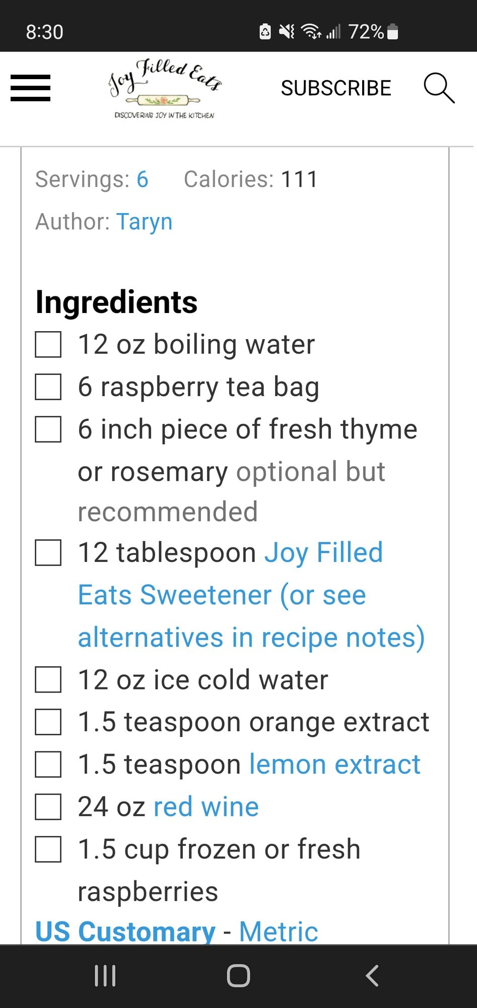 ingredients x 6
