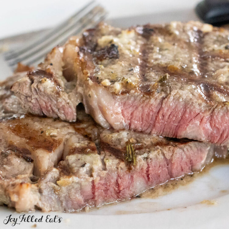 close up of inside of keto steak marinade steak