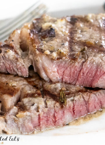 close up of inside of keto steak marinade steak