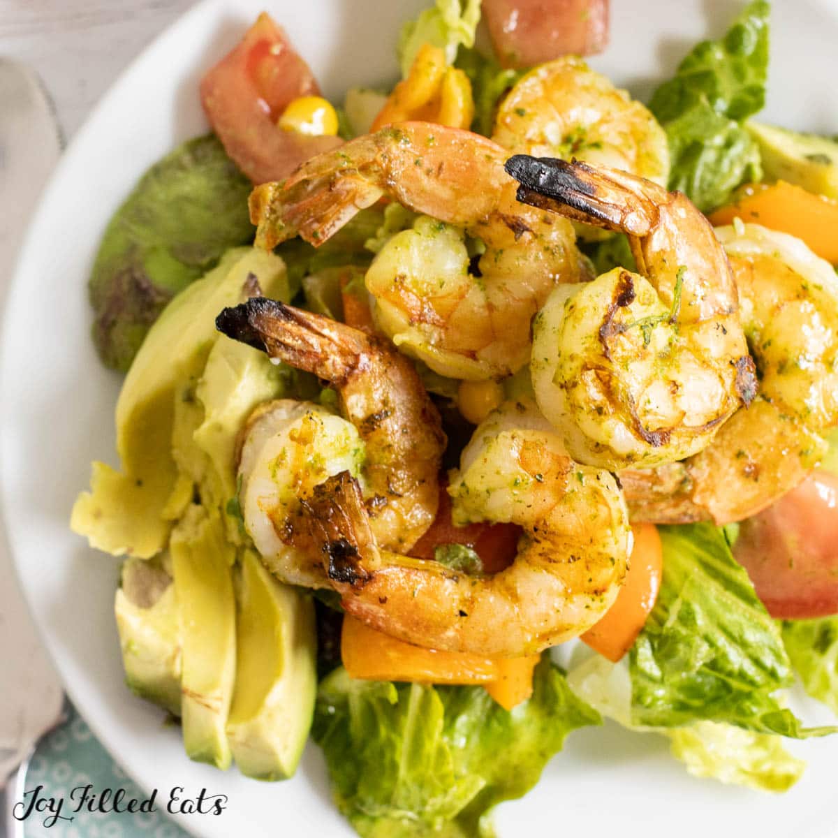 Mexican Avocado Salad with Grilled Shrimp - Joy Filled Eats