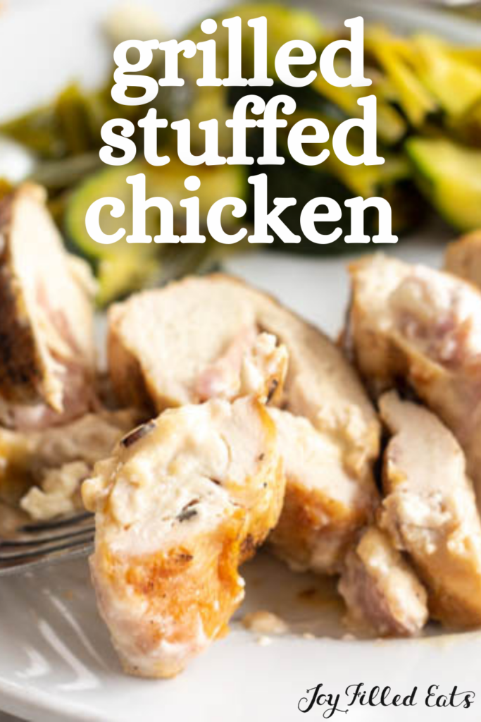 pinterest image for grilled stuffed chicken