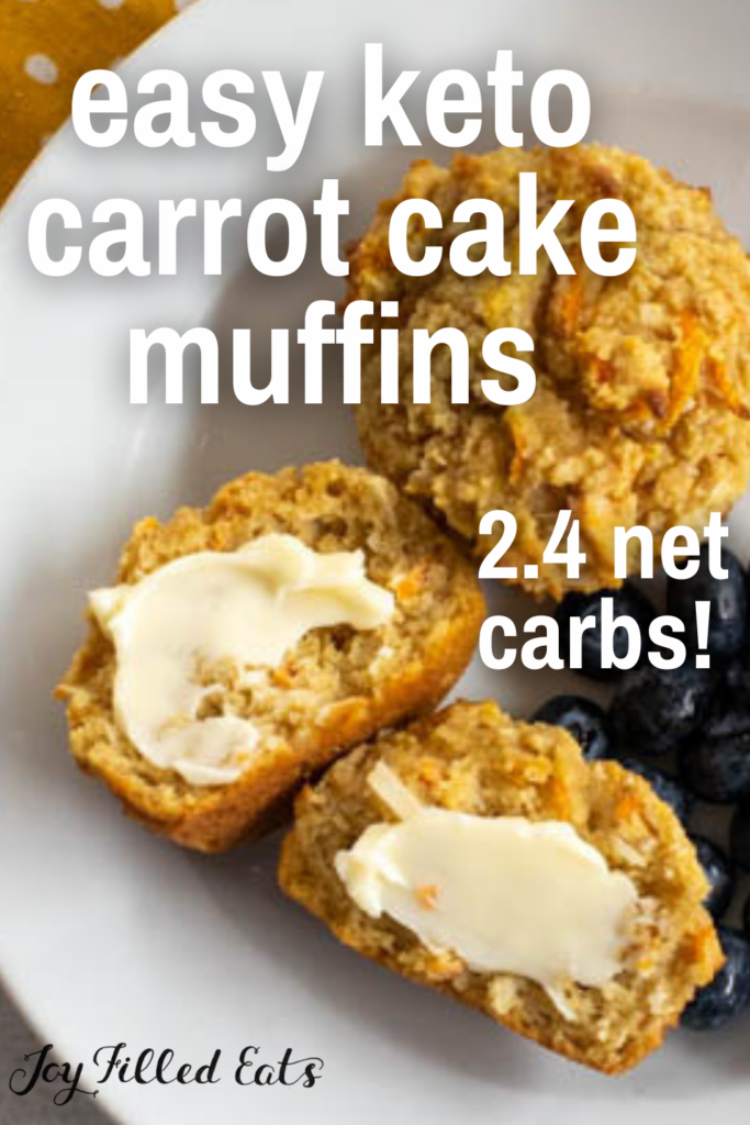 pinterest image for keto carrot cake muffins