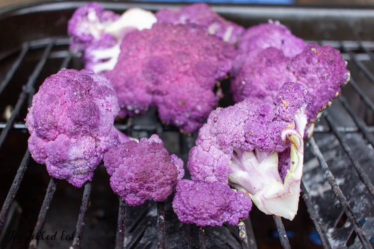 purple cauliflower on grill