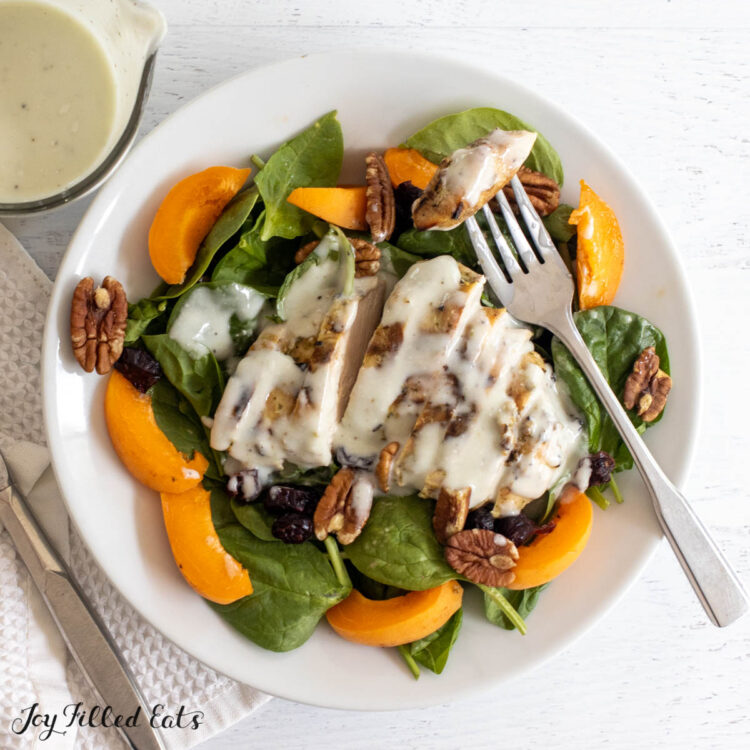 close up of salad with gorgonzola vinaigrette