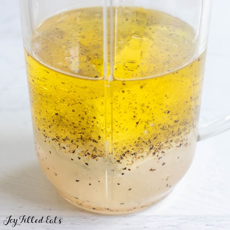 oil and vinegar in small blender