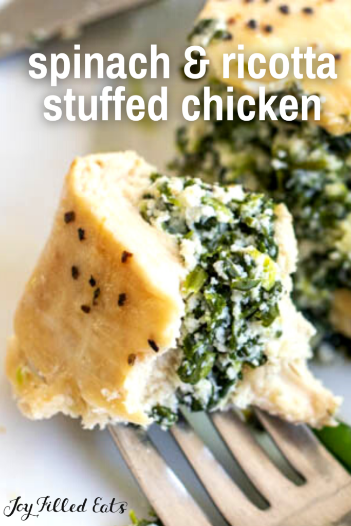 pinterest image for spinach and ricotta stuffed chicken
