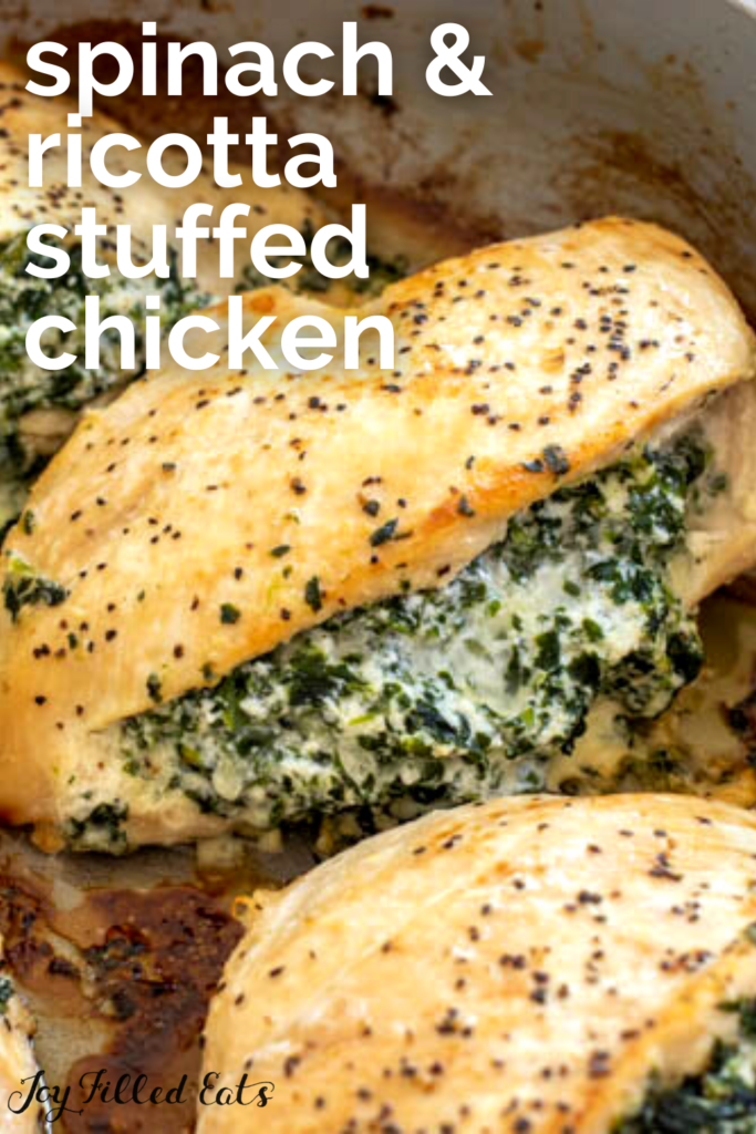 pinterest image for spinach and ricotta stuffed chicken