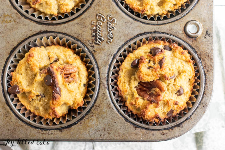 baked coconut flour banana muffins in tin