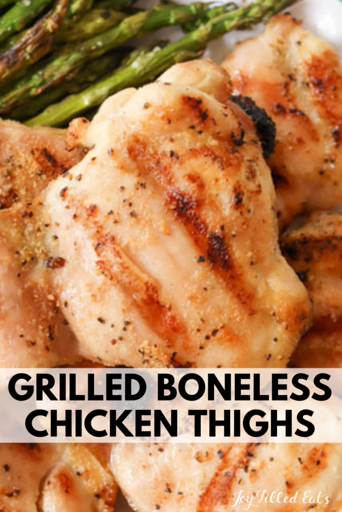 pinterest image for Grilled Boneless Chicken Thighs