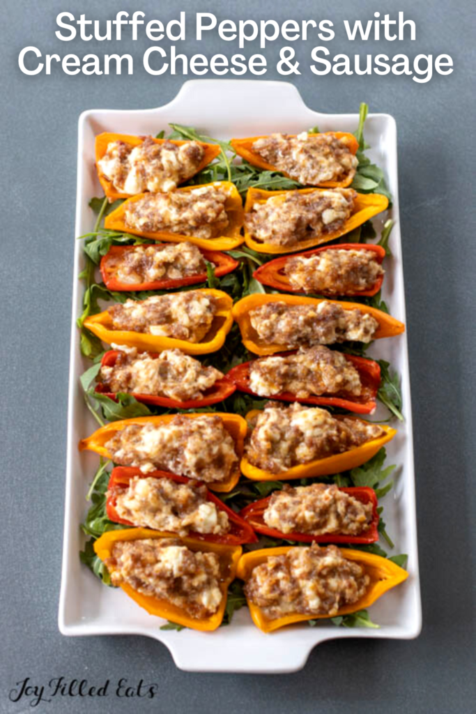 pinterest image for Stuffed Peppers with Cream Cheese and Sausage (1)