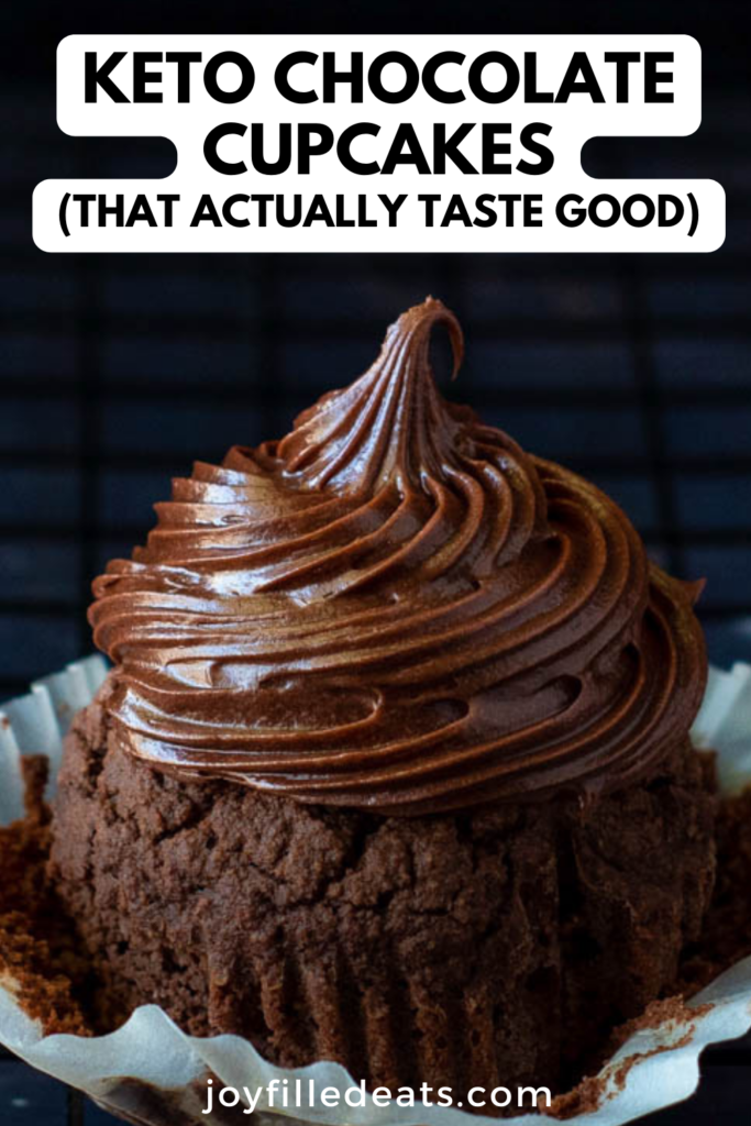 pinterest image for keto chocolate cupcakes