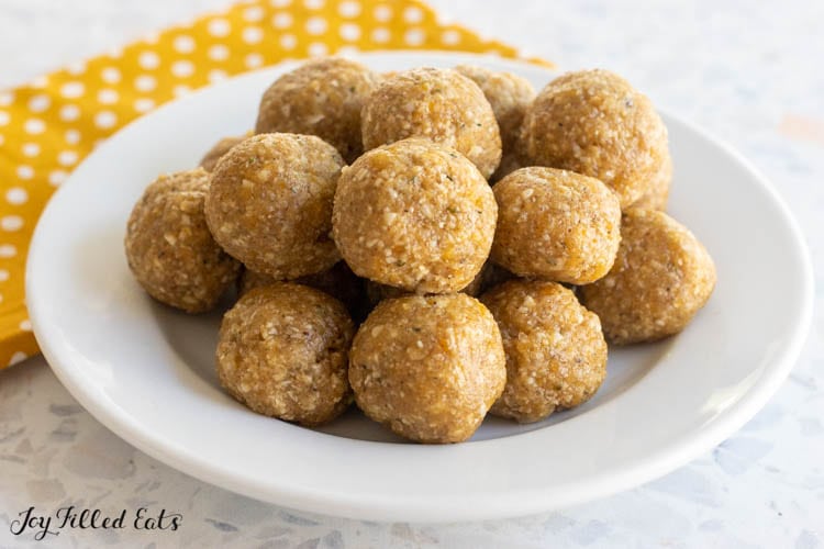 apricot bliss balls on plate